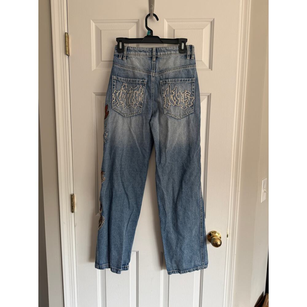 Ninth Idle Hall Y2K Inspired Koi Fish Embroidered Jeans - Picture 4 of 10